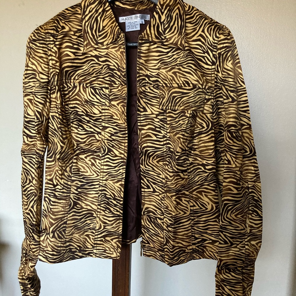 MAGGY LONDON SZ 6 Animal Print Gold Black Jacket